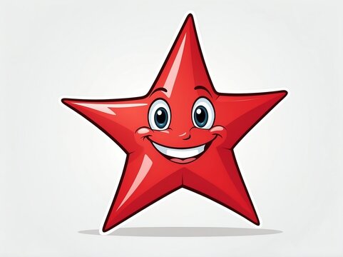 smiling red star cartoon clipart on plain white background