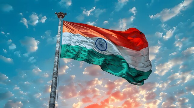 Indian flag flying in the wind