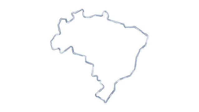 blue brazil country map line border animation