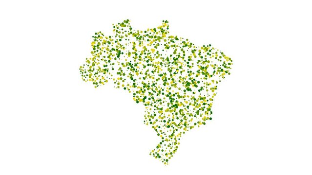 green on white brazil country map border sparkling circles animation