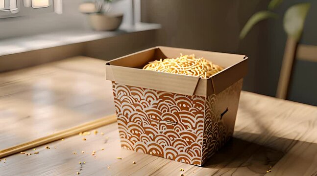 Cardboard noodle box packaging mockup with elegant outer packaging design