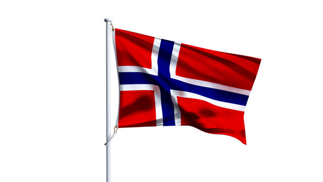 Waving flag of norway isolated on transparent background.