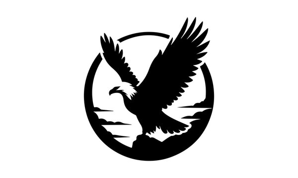 A Eagle  minimalist logo with Vector silhouette  illustration