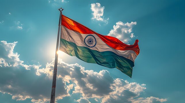 Indian flag flying in the wind