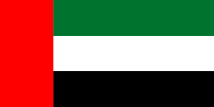 United Arab Emirates or UAE flag  official isolated on png or transparent background vector illustration. 