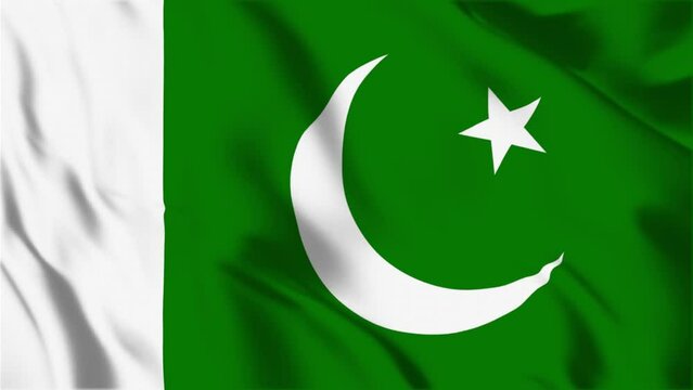 Pakistan flag seamless loop animation. The National flag of Pakistan is 3d waving.