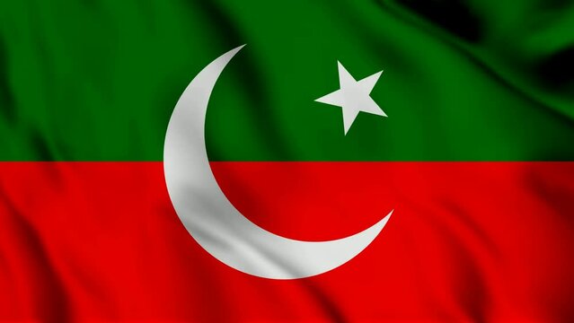 Flag of the pti of waving 3d animation. Seamless looping pti flag animation. pti flag waving Pakistan Tehreek Insaaf flag