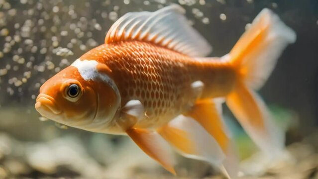 Oranda goldfish in nature with a close up view