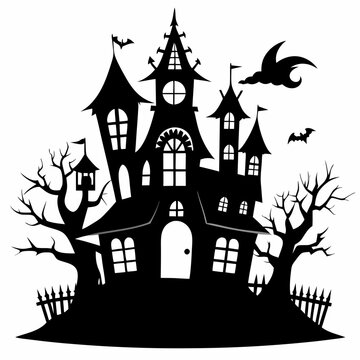 haunted house black vector silhouette