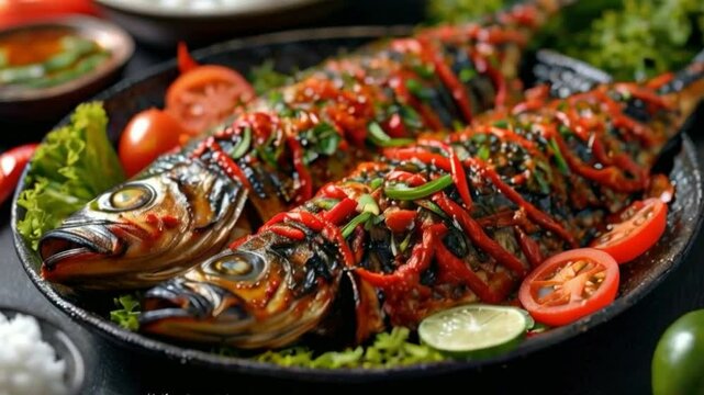 grilled fish with sauce