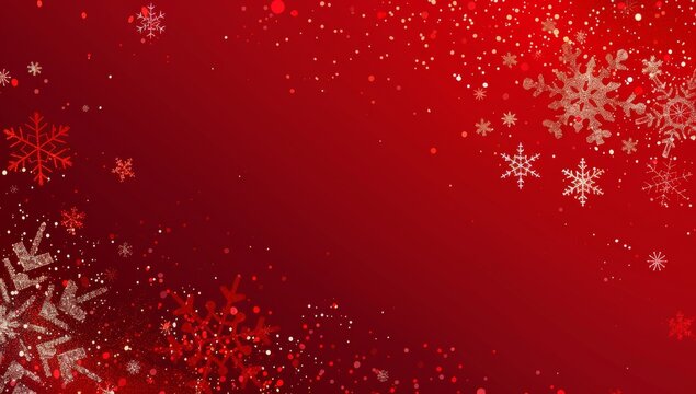 Celebrate the season with a festive red holiday background adorned with snowflakes, perfect for Christmas and winter celebrations. Spread joy and cheer with this stylish and vibrant design