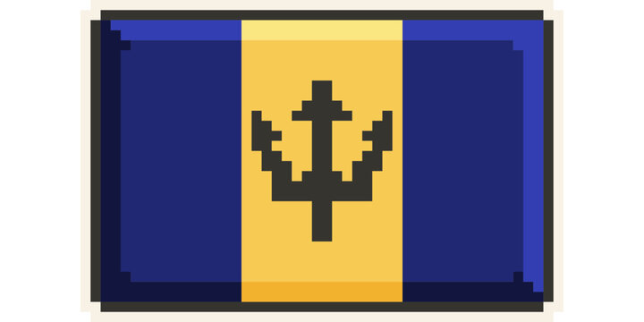 Barbados, America and the Caribbean flag, Pixel Art, Retro 8 bit game style