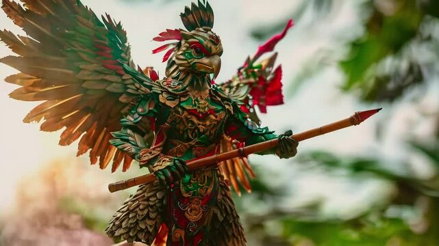 Indonesian Garuda holding bamboo spears