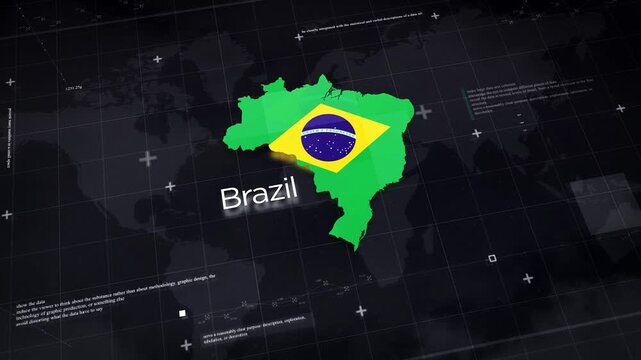 Brazil Map and Background with Flag