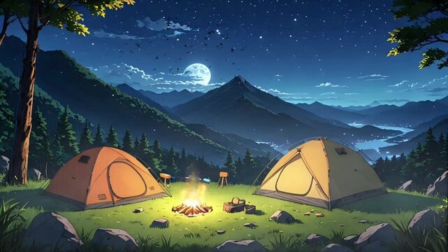 camping in the mountains