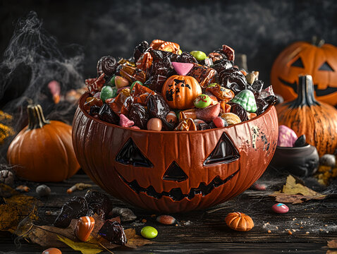 trick or treat candy Bowl Halloween themed candy Bowl, food photography