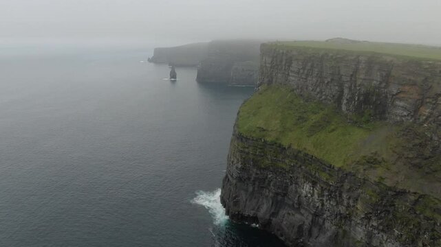 Cliffs of Moher scenic view aerial footage