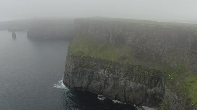 Cliffs of Moher scenic view aerial footage