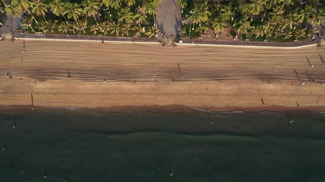 Drone footage of Nha Trang beach in the early morning
