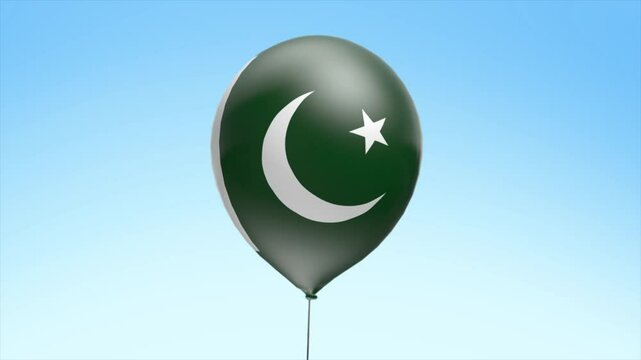 Pakistan Balloon Country flag animation flying up with Alpha Matte