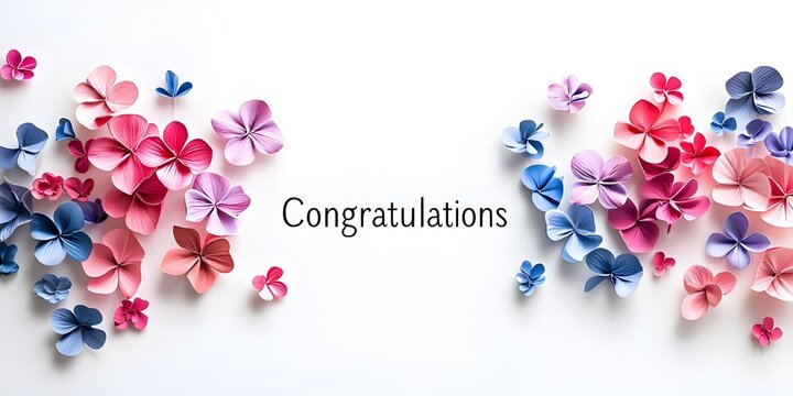 A professional stock photo of a "Congratulations" message in a sleek, sans-serif font on a white background.