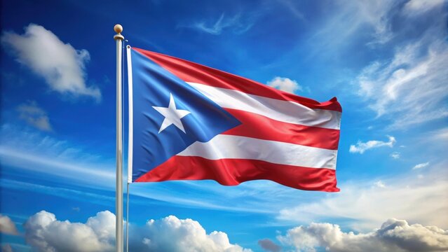 Flag of Puerto Rico waving in the wind on a clear day, flag, Puerto Rico, waving, wind, clear day, patriotic