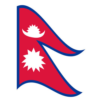 Wavy flag of Nepal, isolated on a transparent background. Flag of the Federal Democratic Republic of Nepal. Vector illustration