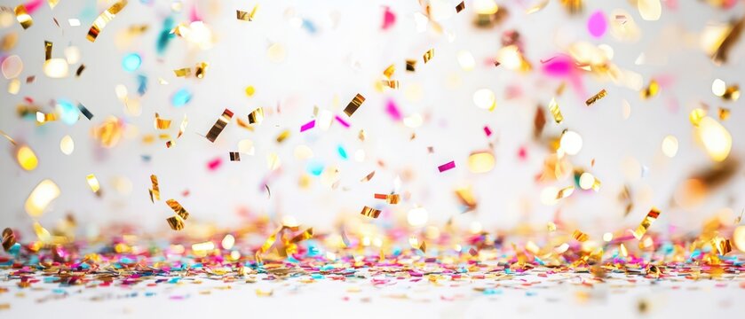 Colorful confetti falling gracefully, creating a festive atmosphere perfect for celebrations and parties.