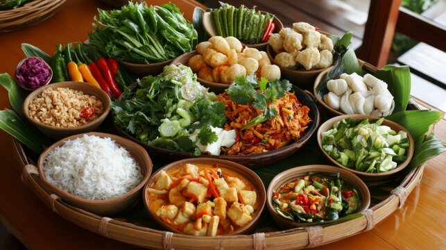 A variety of Thai food.