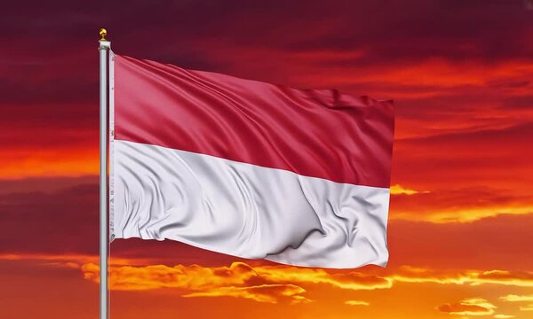 indonesia flag fluttering in wind, green screen - 4K video stock