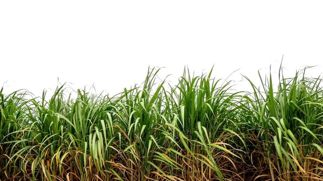 footage of green sugar cane plant on white background