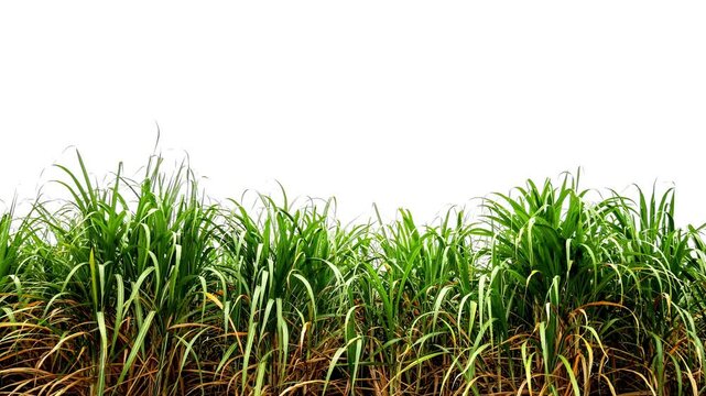 footage of green sugar cane plant on white background