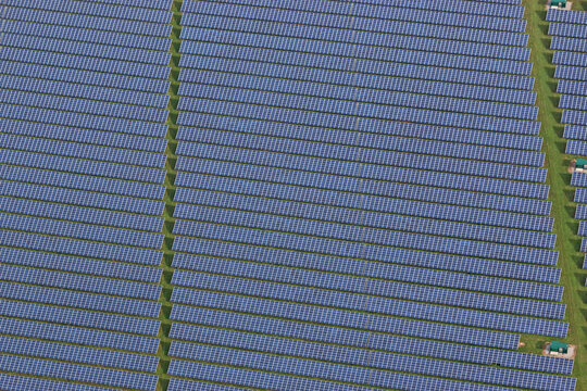 Aerial view of a solar farm