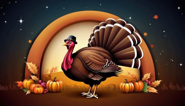 cartoon turkey drawing representing thanksgiving day