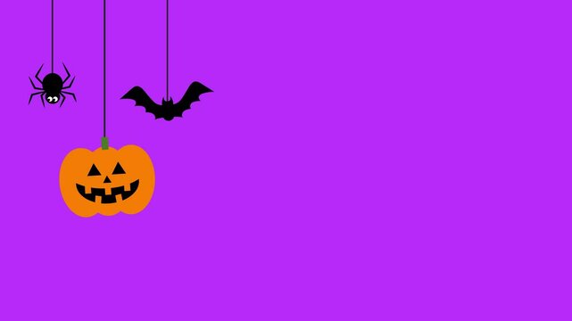 Halloween background with pumpkin, bat and spider.