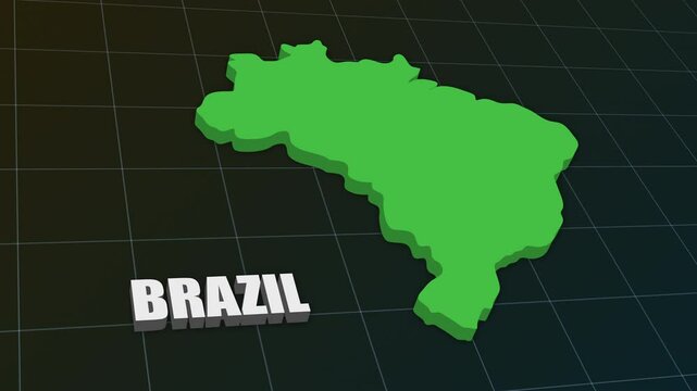 Green map of Brazil 3D animation on a mesh background