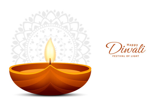 Happy diwali design with diya oil lamp. Diwali holiday background. Festival of lights celebration. Vector illustration