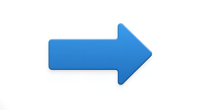 A bright blue arrow pointing to the right, symbolizing direction and movement, displayed on a plain white background, creating a clear and bold visual statement