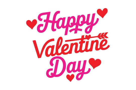 Happy Valentine’s Day Typography Design on White Background