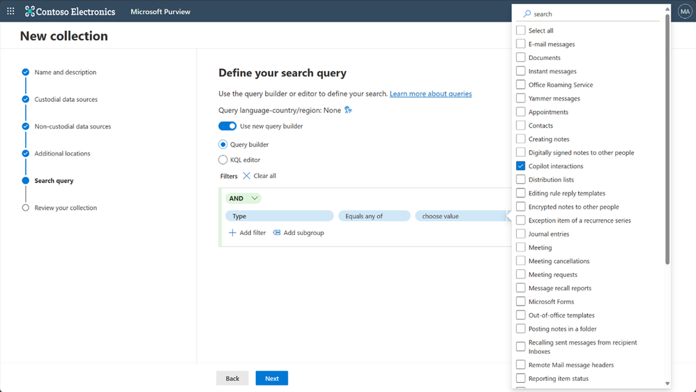 Figure 1: Searching for Copilot activities during the search query