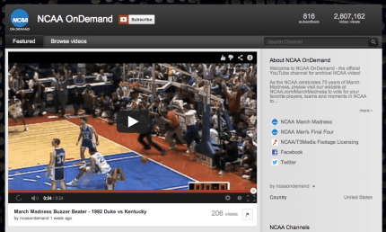 To Celebrate 75 Years Of March Madness, The NCAA Launches OnDemand YouTube Channel