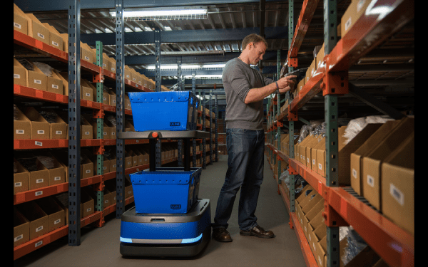 6 River Systems flagship robot, Chuck, helps warehouse workers pick items faster.