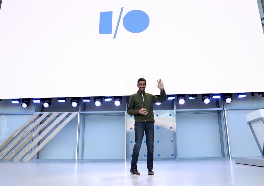 Google CEO Sundar Pichai delivers the keynote address at the Google I/O 2018