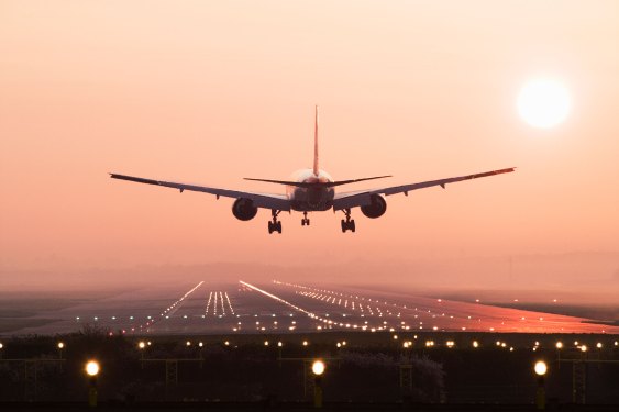 Aircraft landing on runway