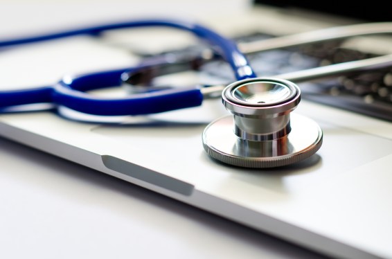 Stethoscope on Computer Laptop Keyboard