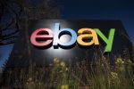 eBay Inc. signage is displayed at the entrance to the company's headquarters in San Jose, California