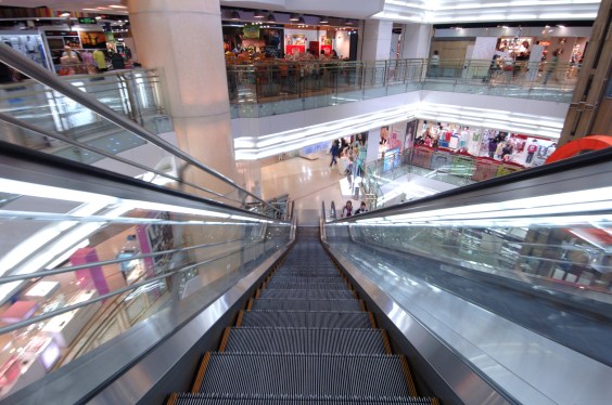 Escalator in shopping mall