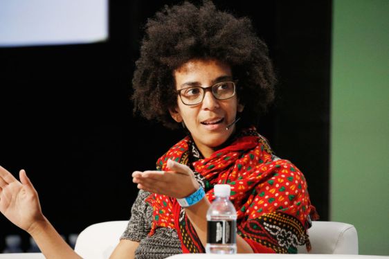 SAN FRANCISCO, CA - SEPTEMBER 07: Google AI Research Scientist Timnit Gebru speaks onstage during Day 3 of TechCrunch Disrupt SF 2018 at Moscone Center on September 7, 2018 in San Francisco, California. (Photo by Kimberly White/Getty Images for TechCrunch)