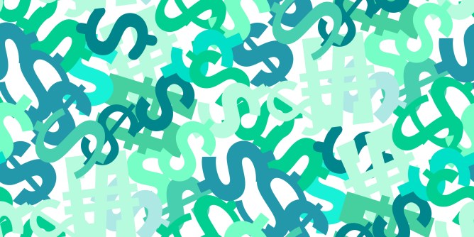 Seamless pattern dollar symbols currency. Green vector background with signs of dollars. Dollar american cash. Trendy investment pattern. Can be used for ad, poster, banner of american money exchange