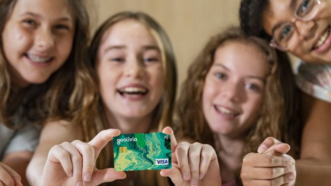 kids holding credit card